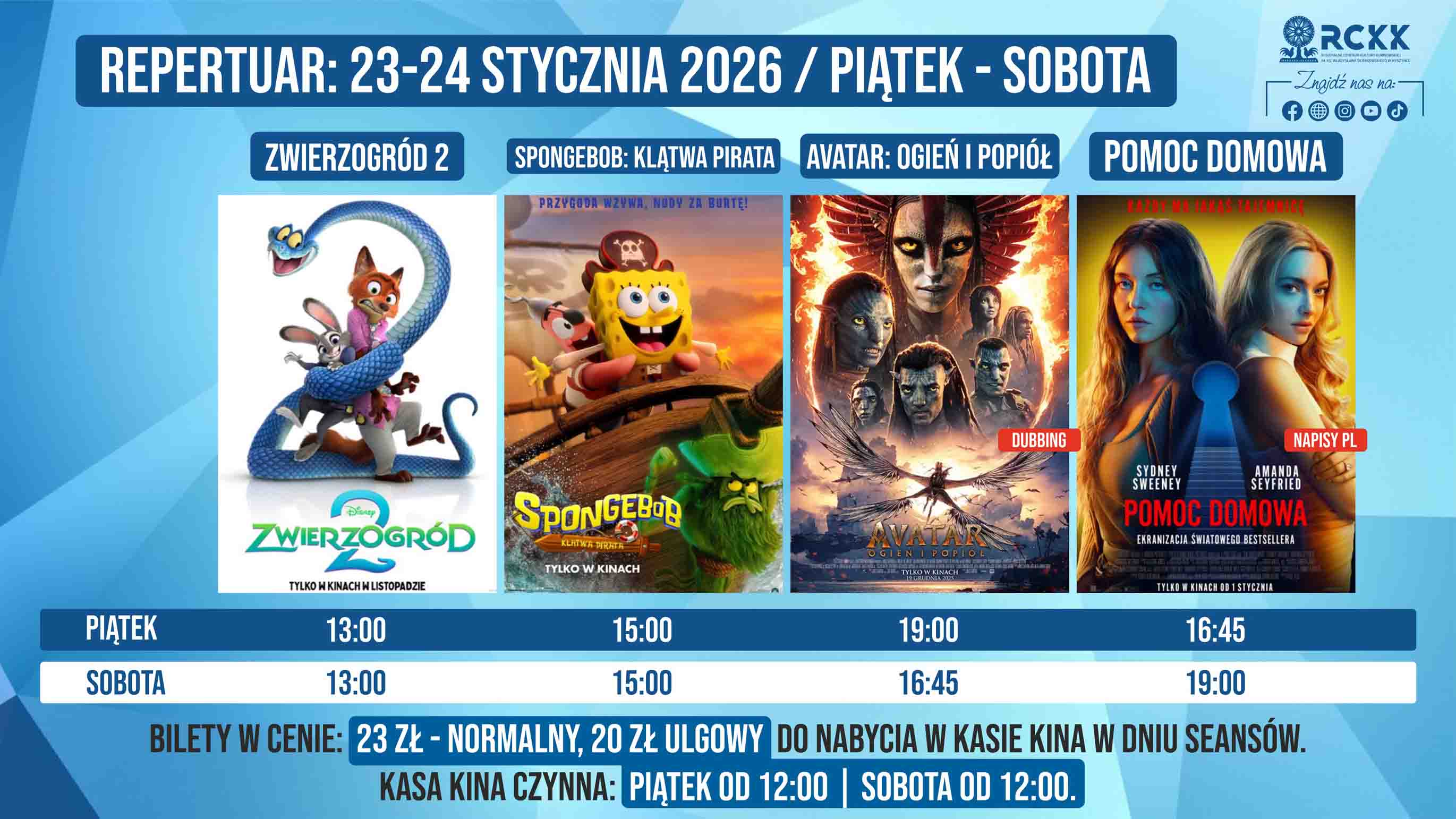 23-24 stycznia 2026 r. | Weekendowe projekcje filmowe