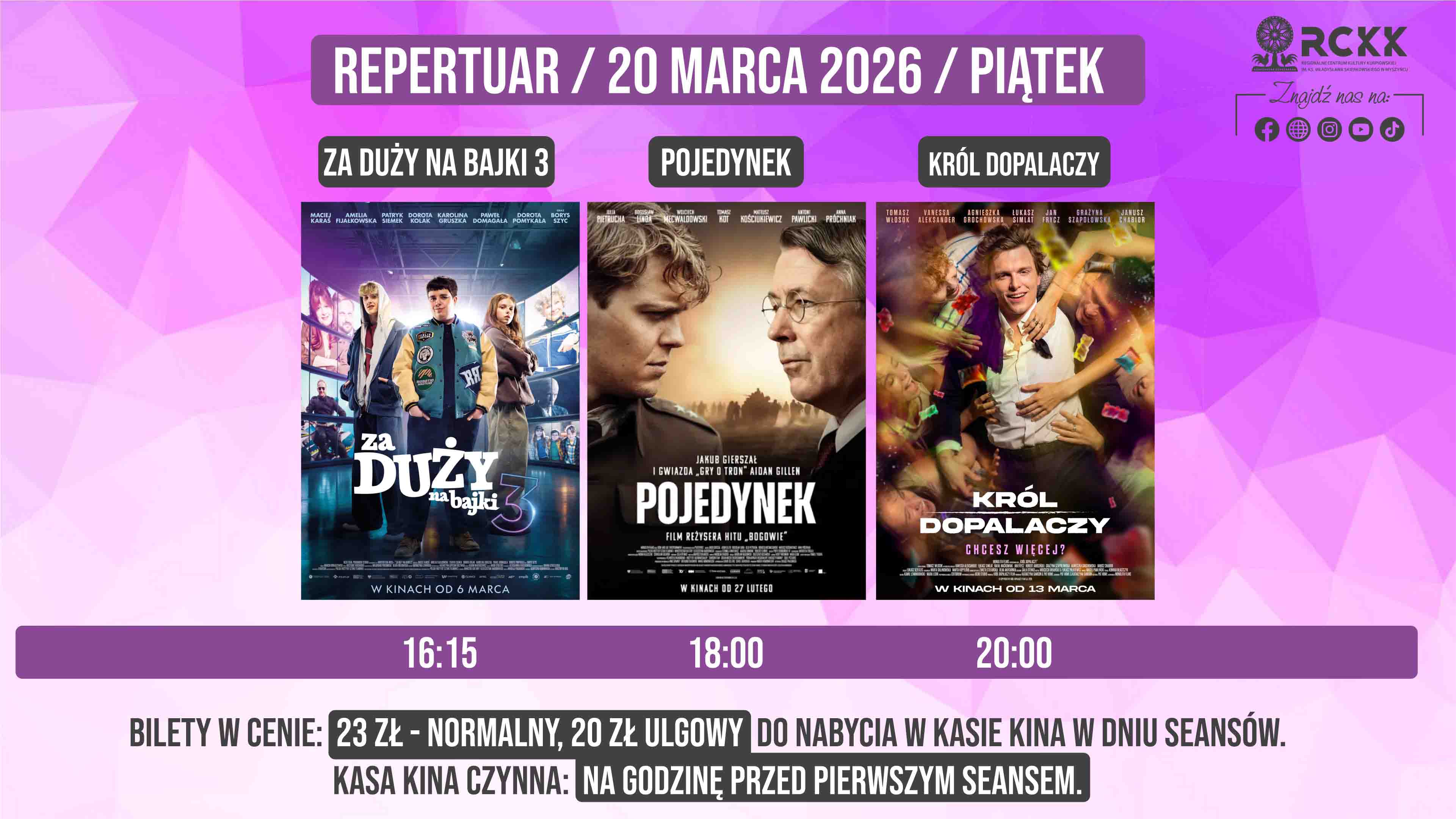 20 marca 2026 r. | Weekendowe projekcje filmowe I
